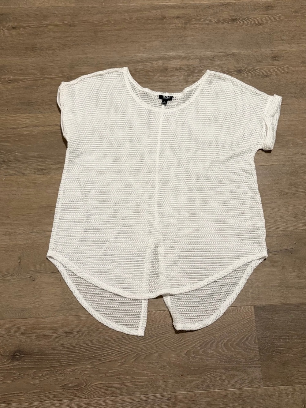 a.n.a White Open-Weave Short Sleeve Tunic